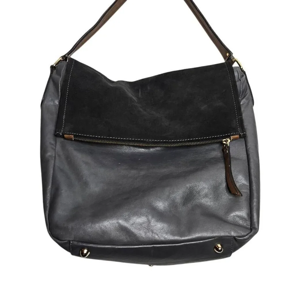 Diane B. Leather Suede Hobo Purse Bag